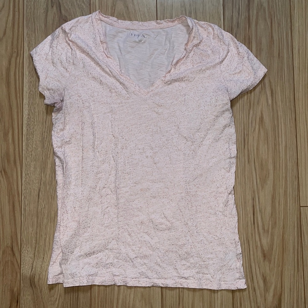 Merona Baby Pink V Neck Tee with Rose Gold Sparkles TBD I
